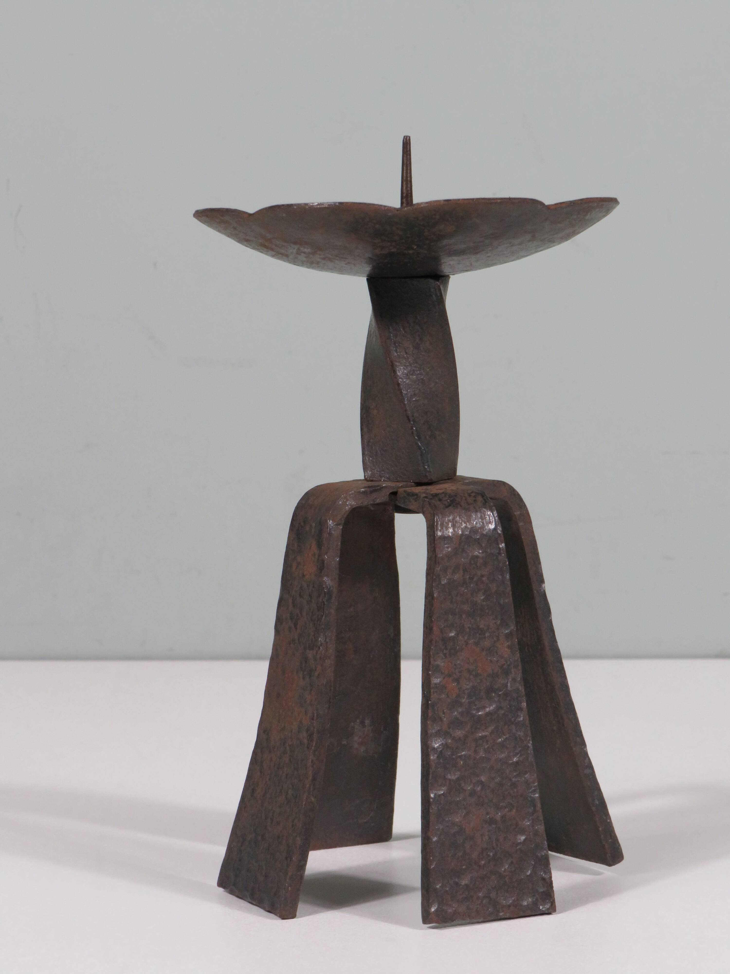 Hand forged vintage and brutalist candlestick