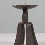 Hand forged vintage and brutalist candlestick