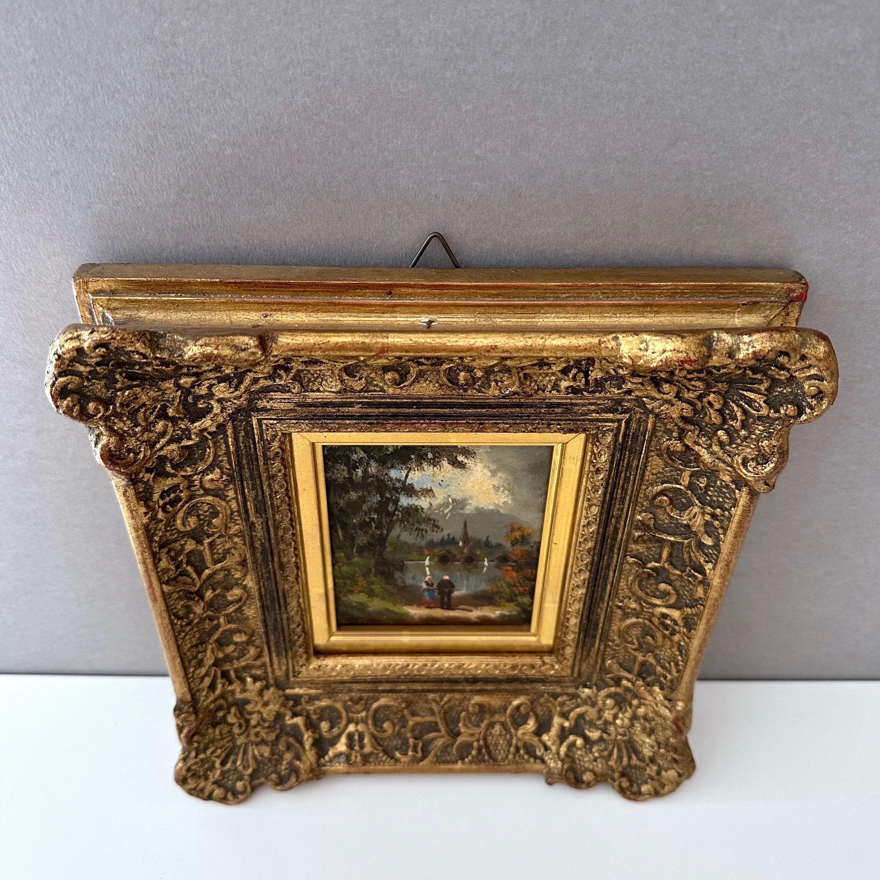 Heinrich berger, original oil painting framed, landscape image