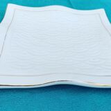 6 white glazed ceramic plates vague design and contemporary patterns