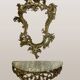 Console murale en bronze et miroir, années 60. Lot de 2
