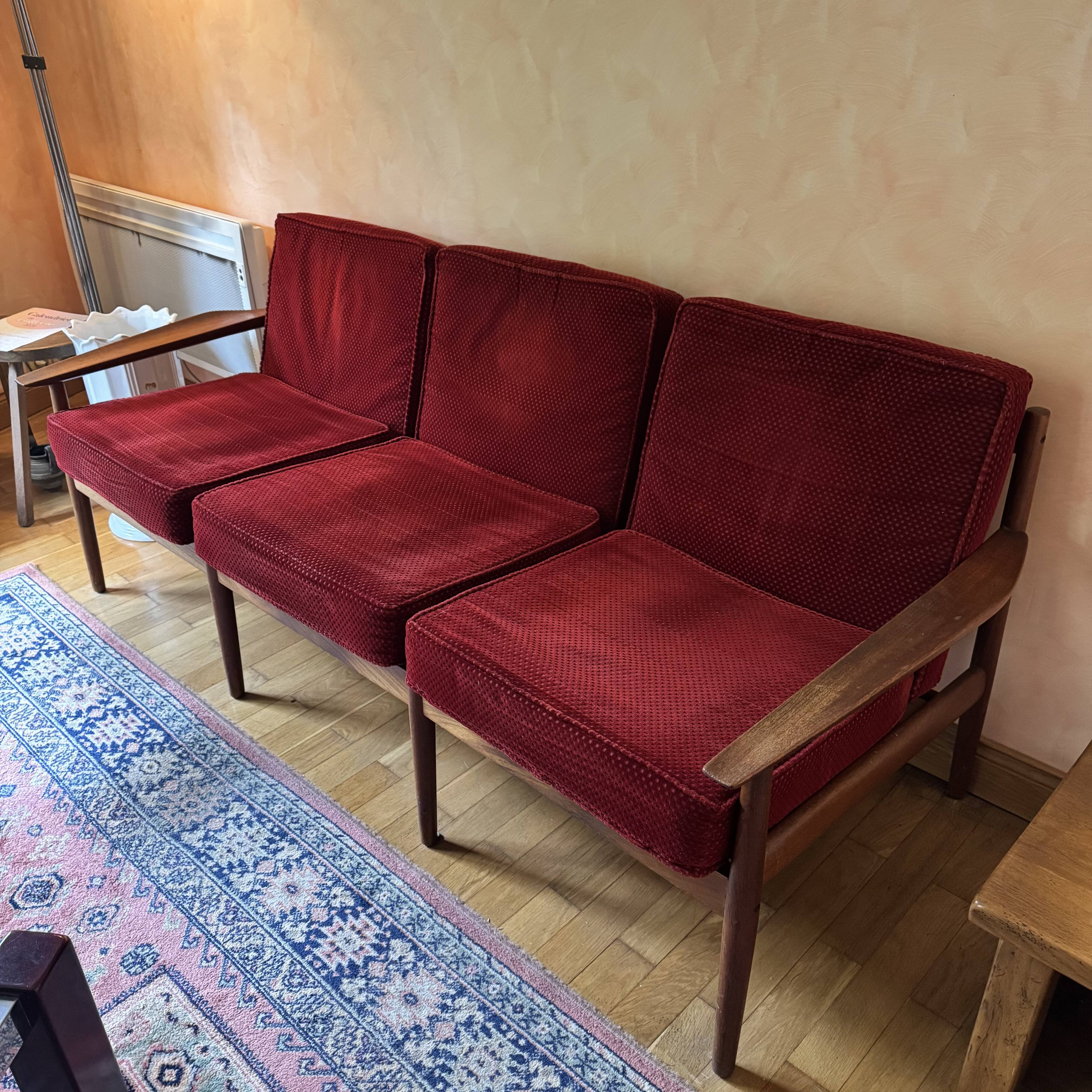 Sofa set with armchair and pouf by Arne Vodder for Glostrup.