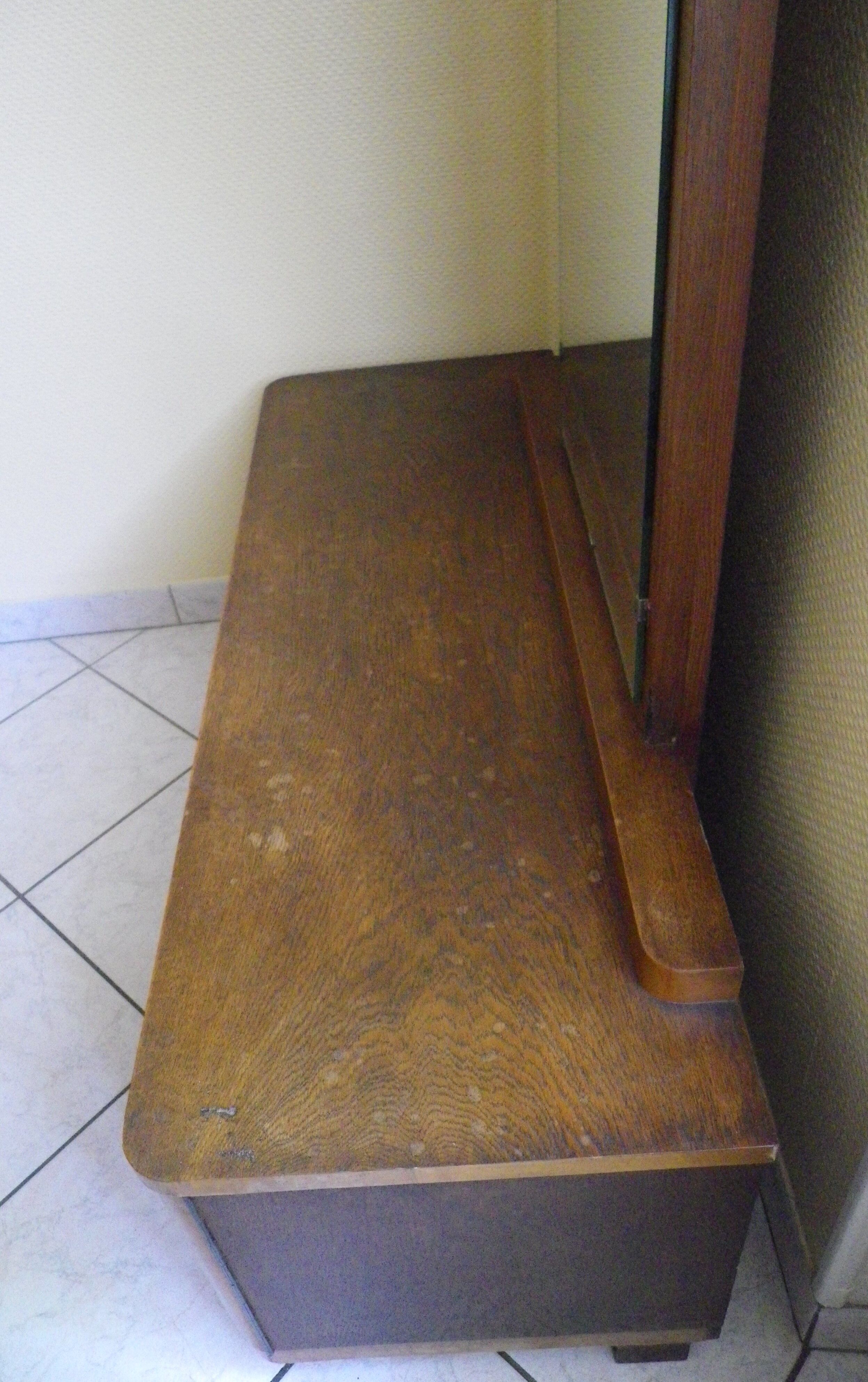 Art deco boat dressing table with large mirror 1940s