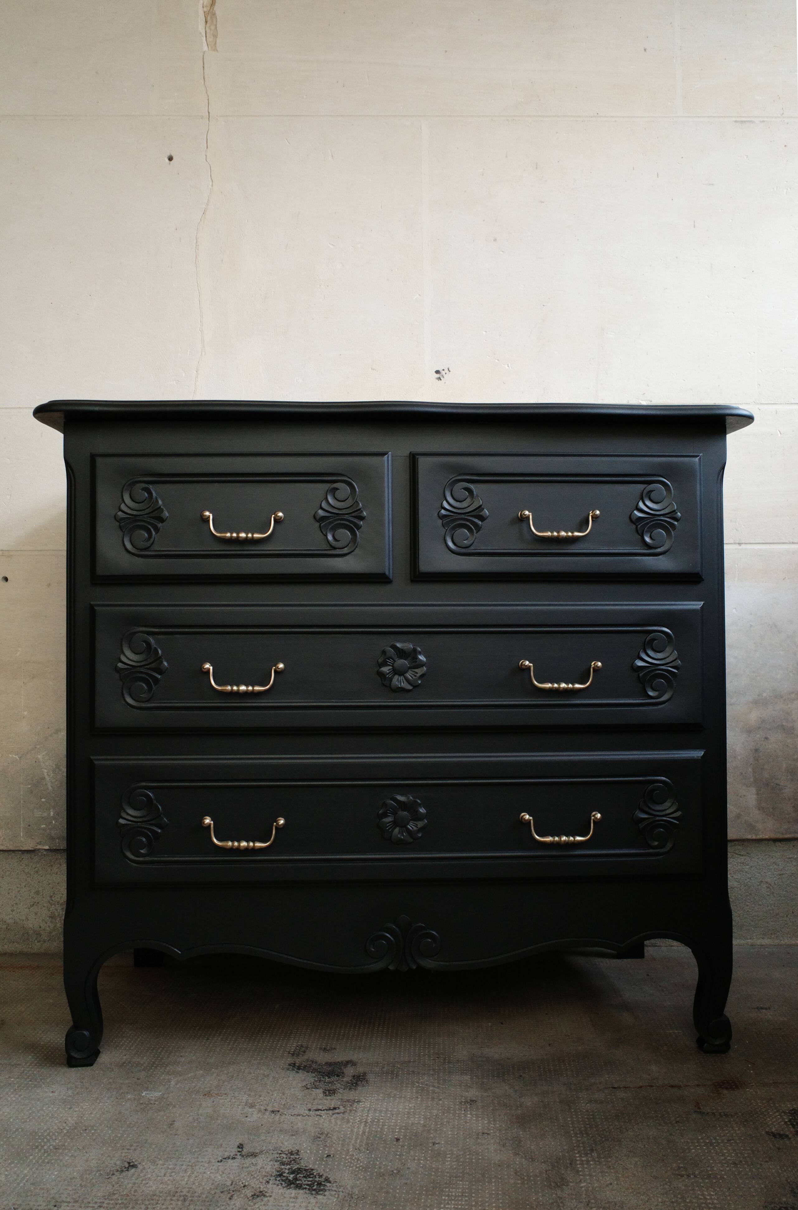 Revamped vintage black chest of drawers