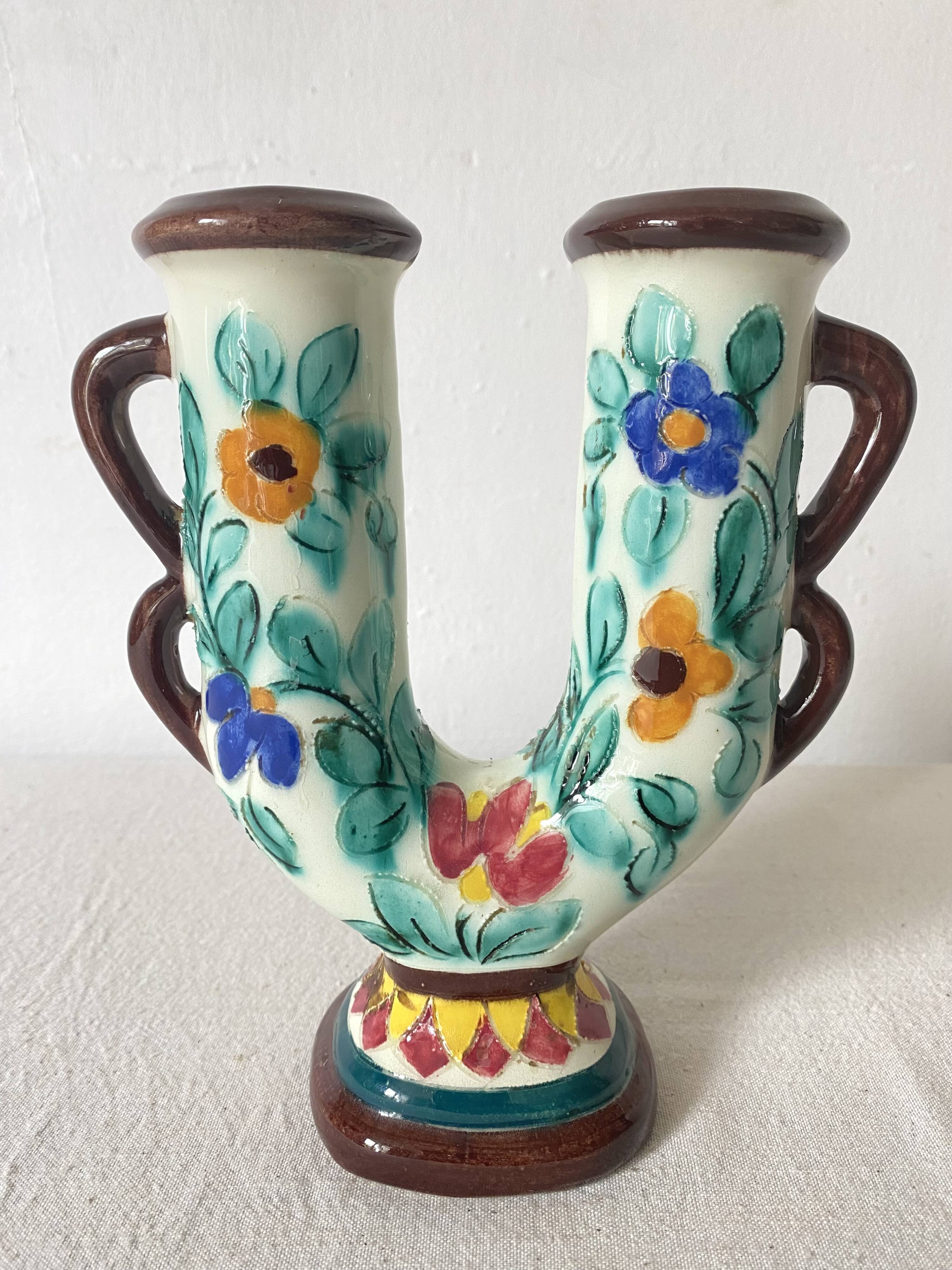 Bougeoir double fleuri  Cérart Monaco