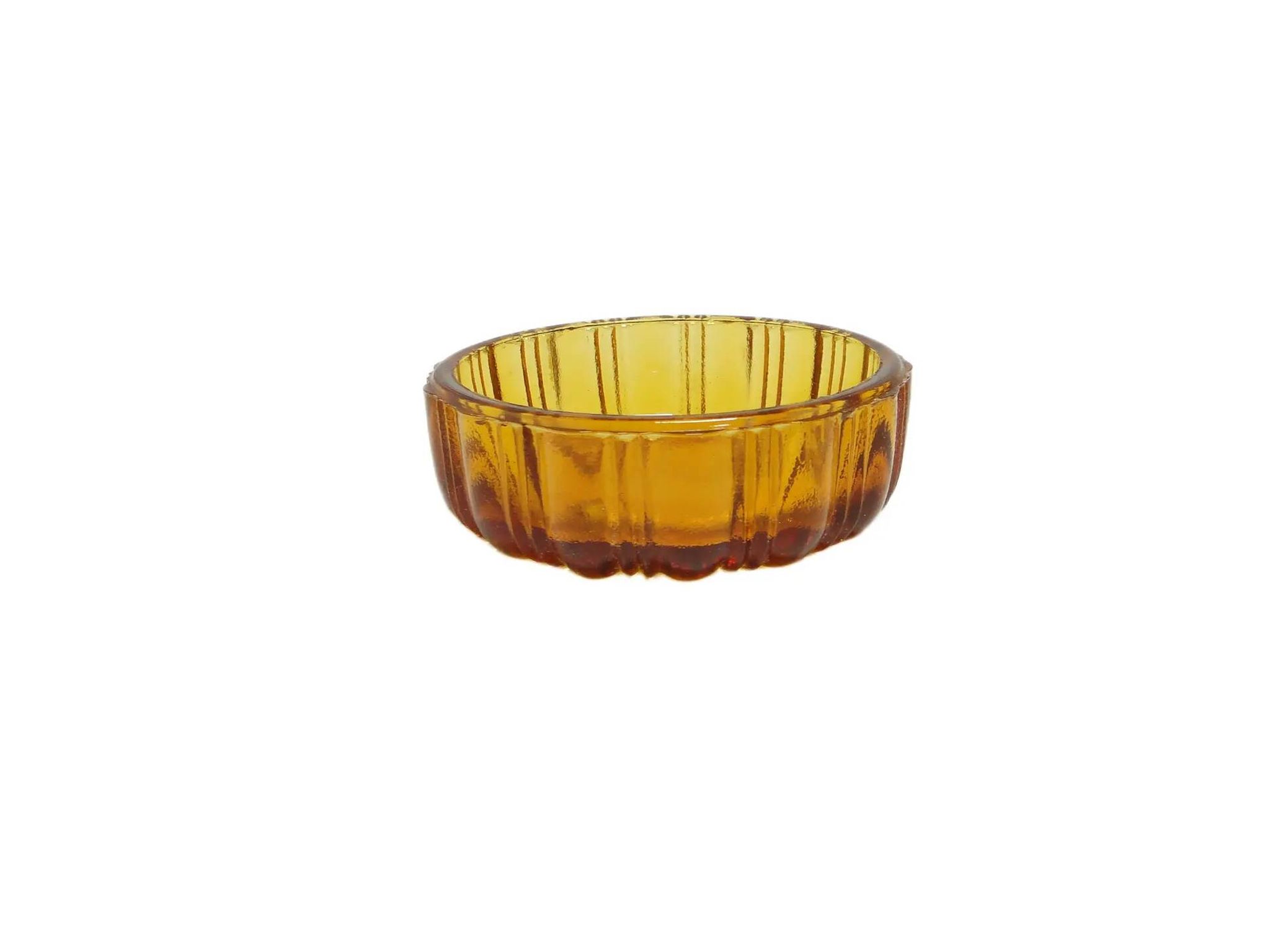 Art Deco salt cellar, orange glass, Ząbkowice, Poland, 1930s.