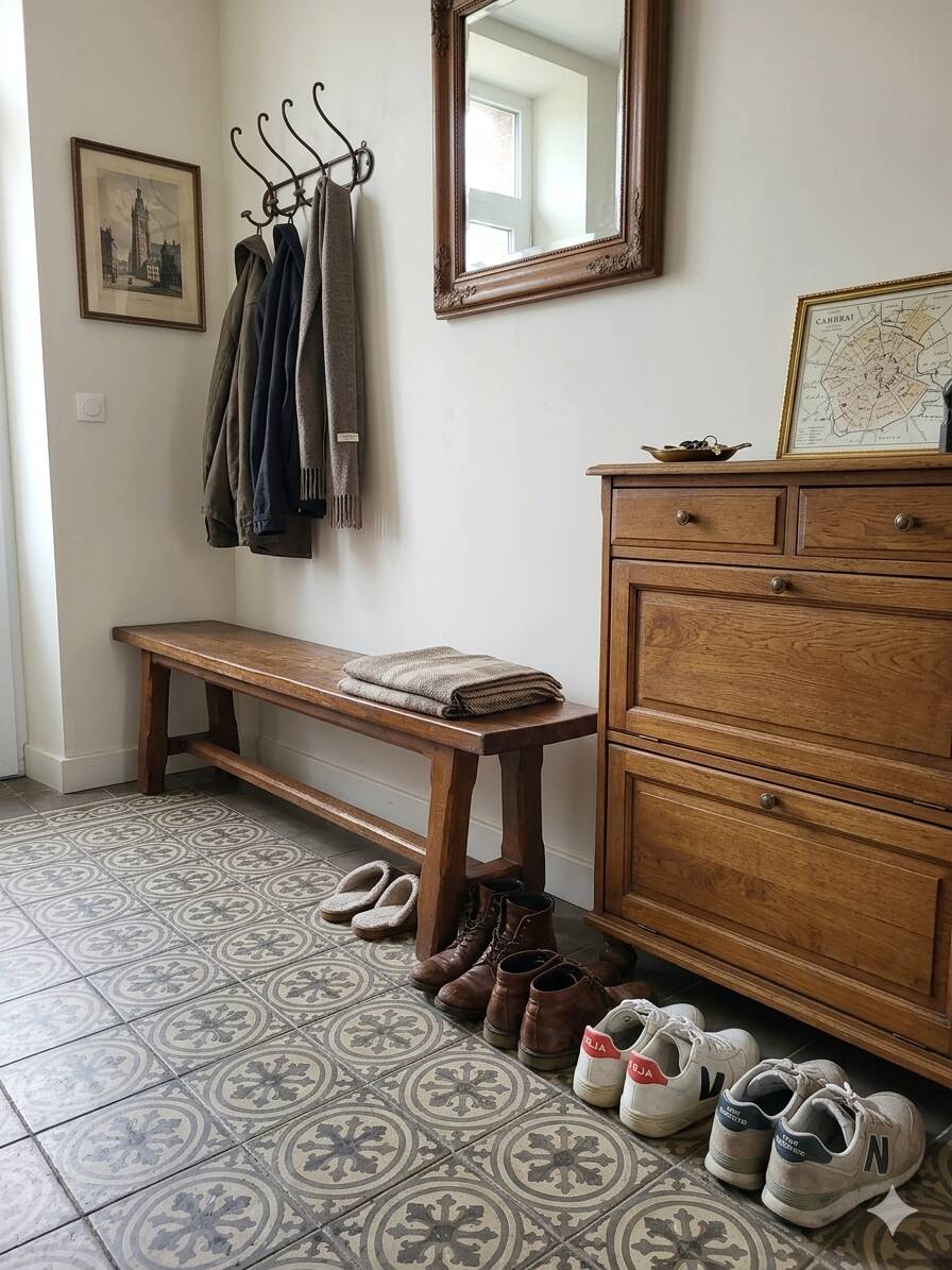 Solid oak farmhouse bench, 160cm in length.