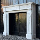 Louis XV style fireplace in white Carrara marble circa 1880