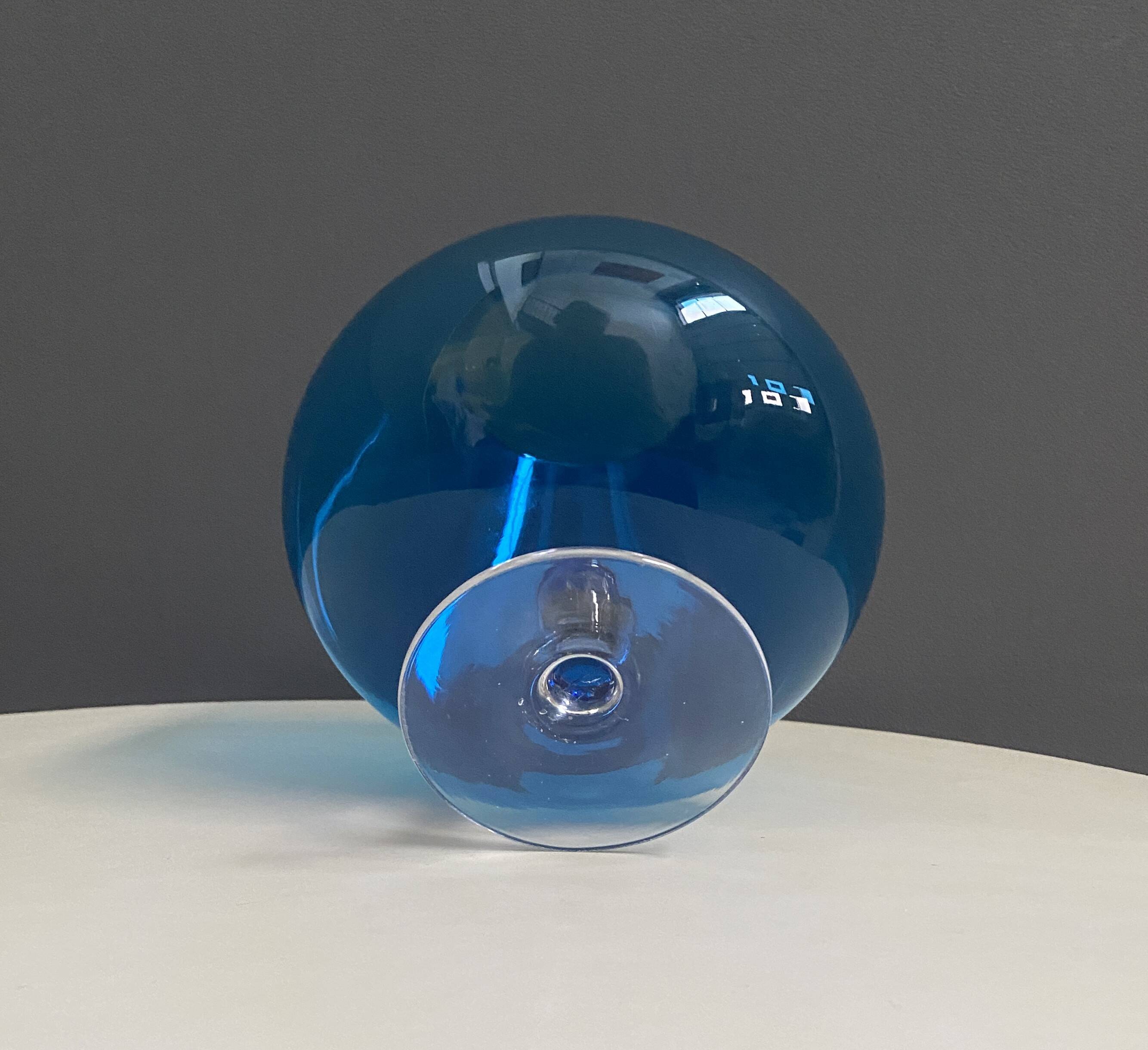 Empoli Blue large cognac glass shape vase 1960s