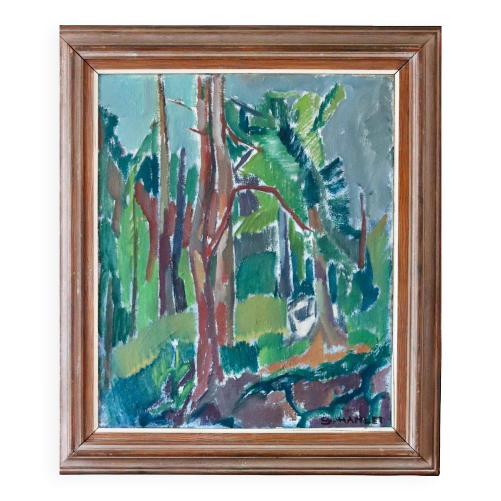Huile sur toile suédoise originale du milieu du siècle « Öjersjö » par Sven Hamlet