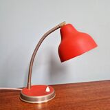 Vintage articulated desk lamp in red lacquered metal, 1950s