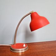 Vintage articulated desk lamp in red lacquered metal, 1950s