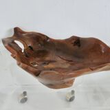 Large olive wood empty pocket, signed, 1966