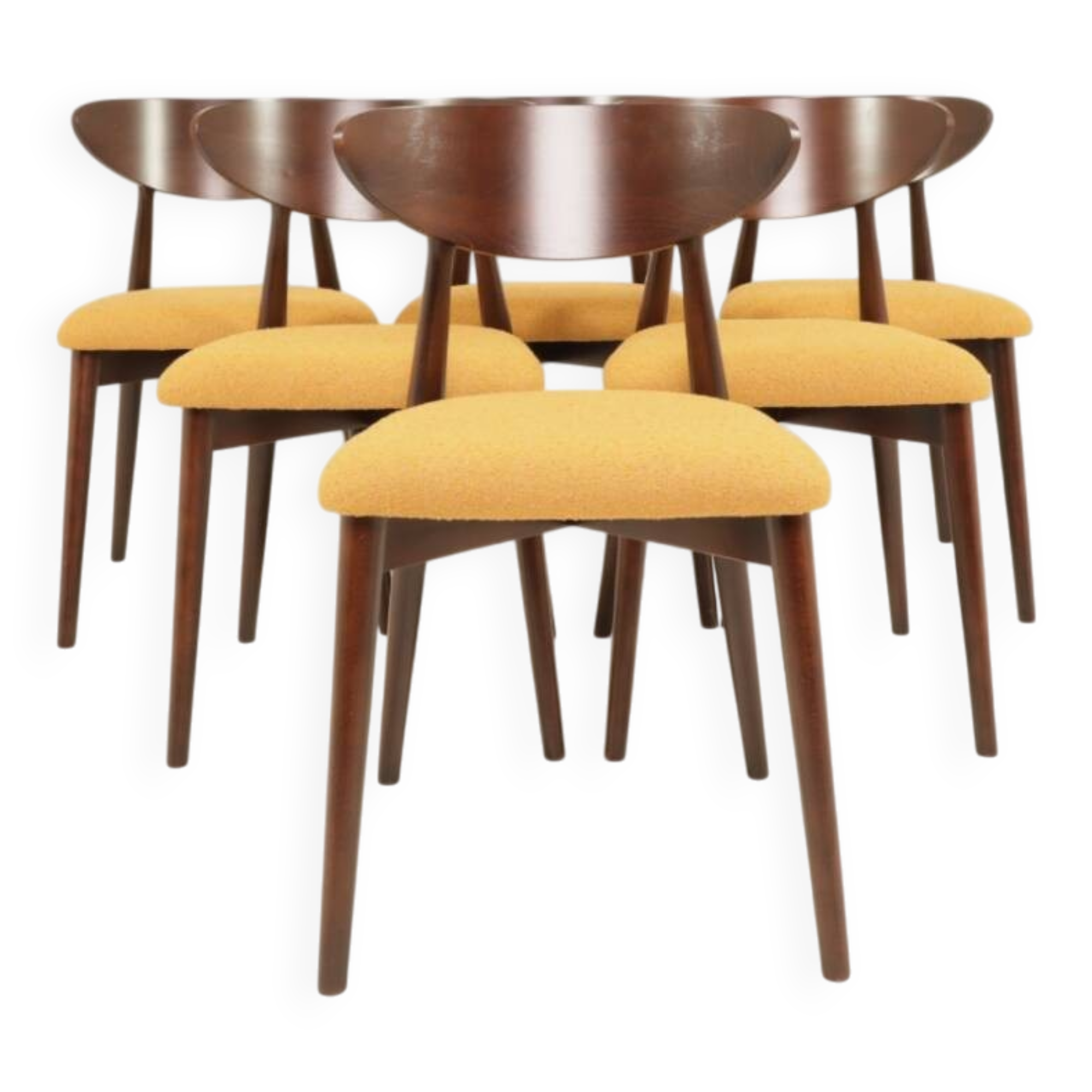 Scandinavian dining chairs set of 6 moutarde bouclé 