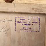 Vintage secretary desk, known as donkey's back, in cherry wood, Italian by Marelli & Fratelli.