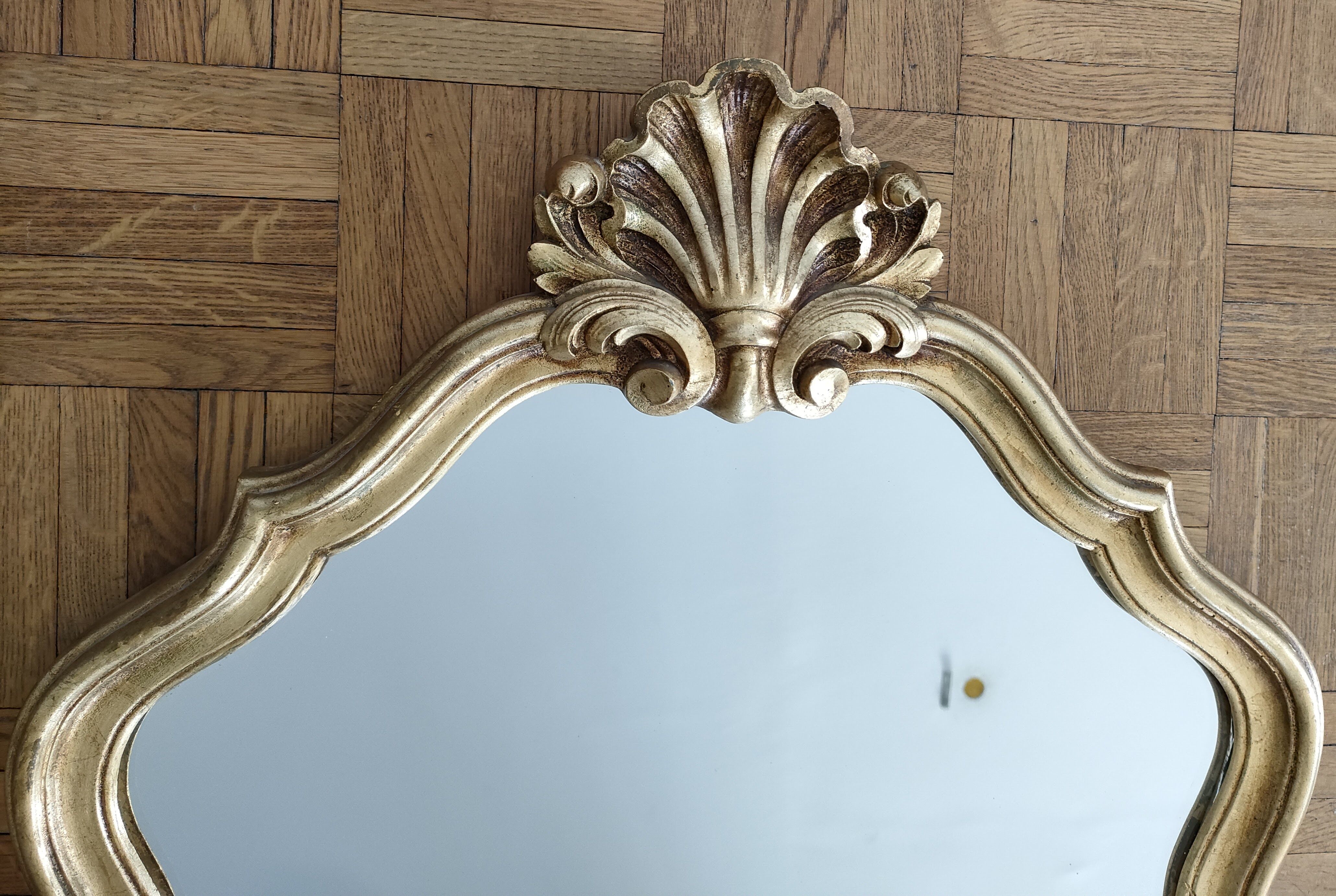 Large gilded mirror shell Louis XV style