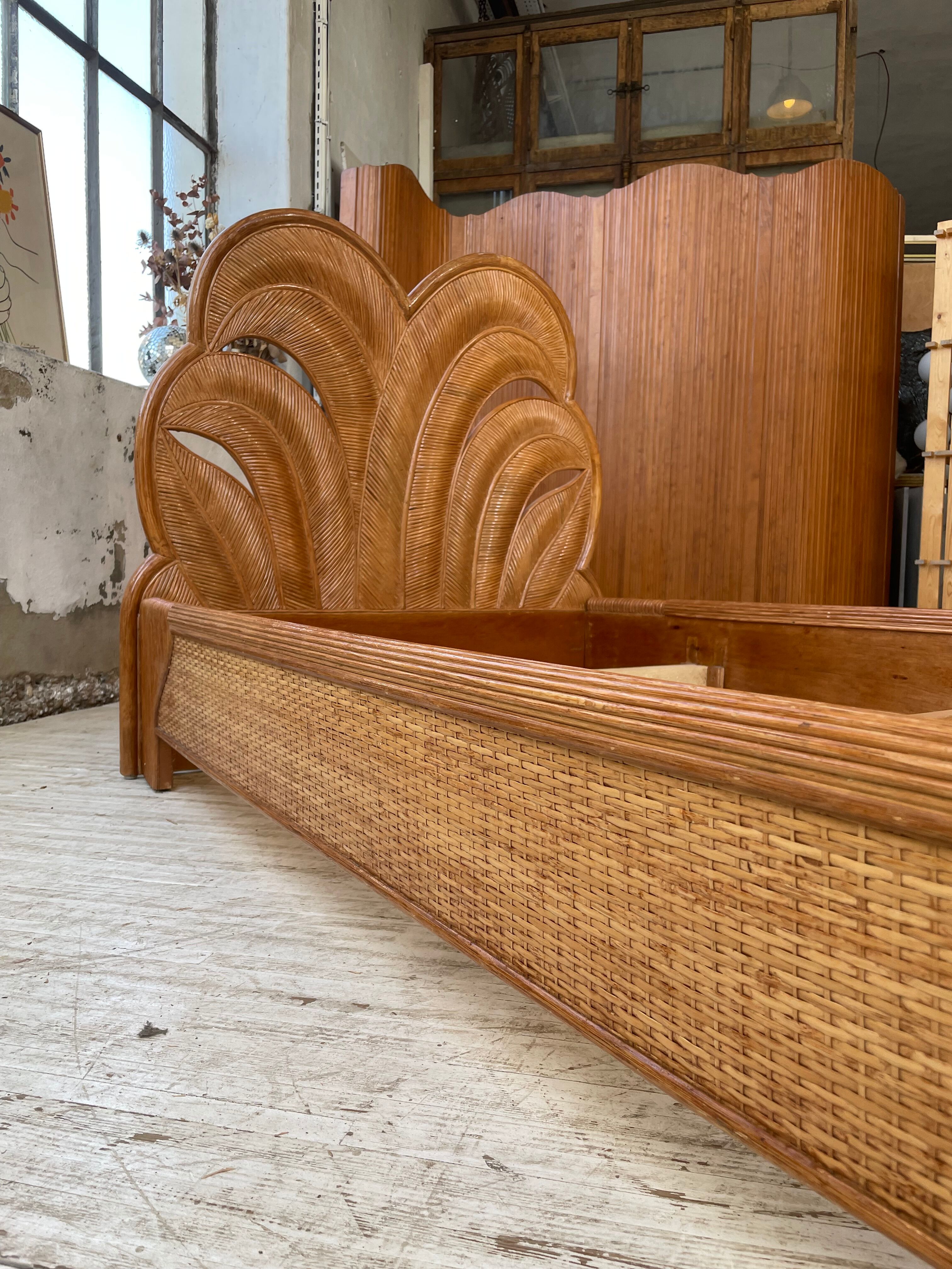 Bed 1 place "palm" wicker and rattan Vivai Del Sud