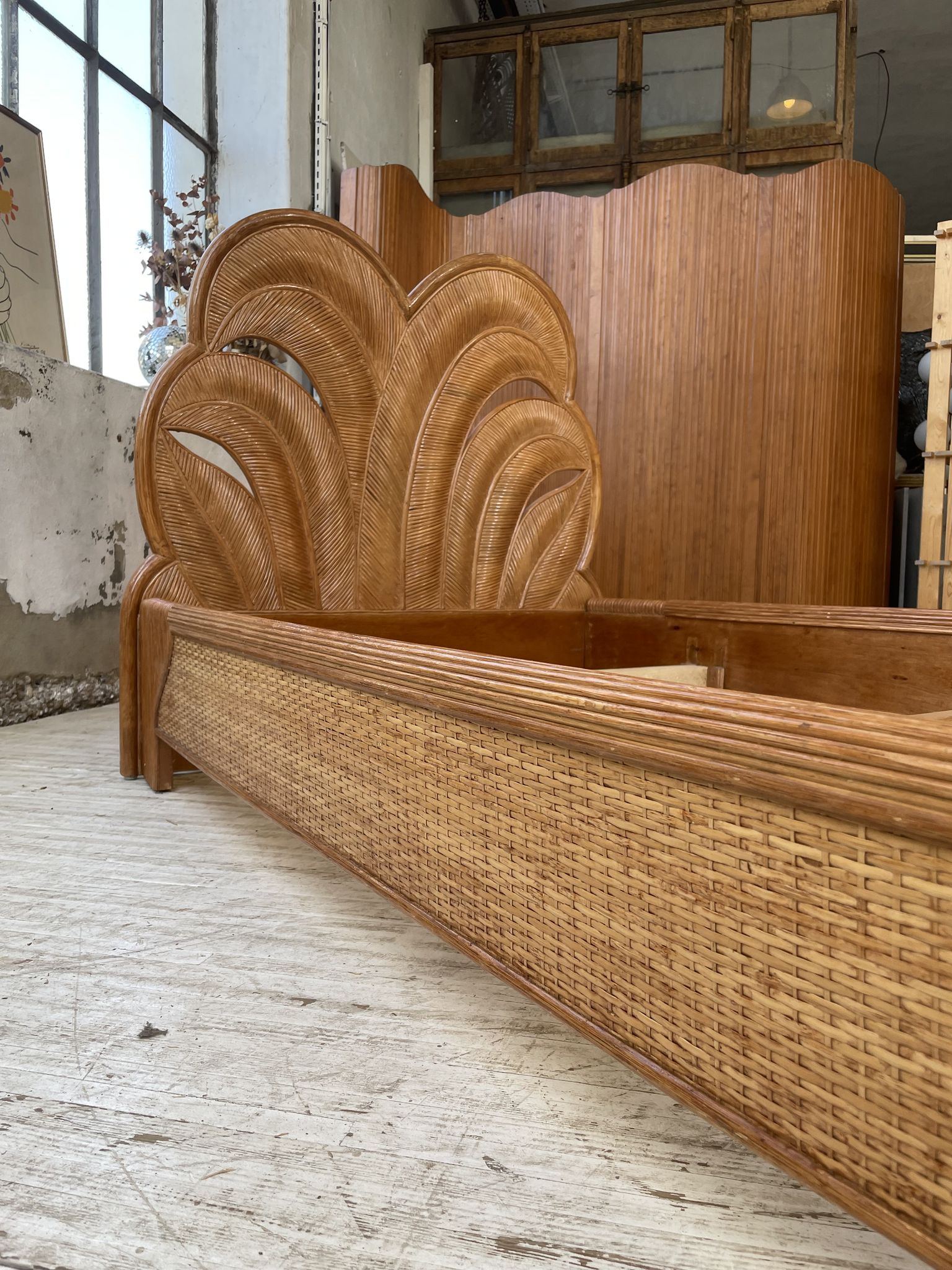 Bed 1 place "palm" wicker and rattan Vivai Del Sud
