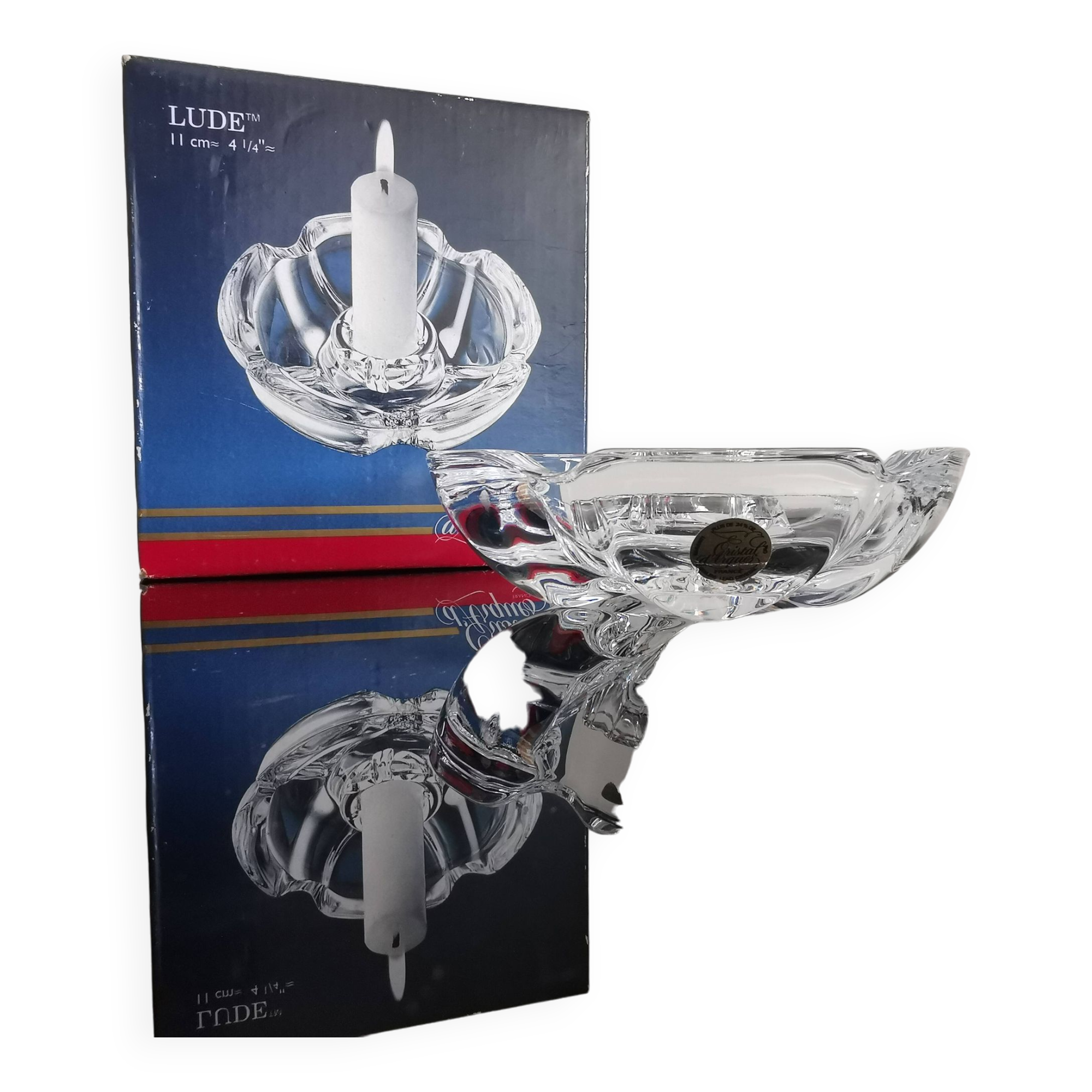 Vintage floriform candle holder "Lude" Cristal d'Arques