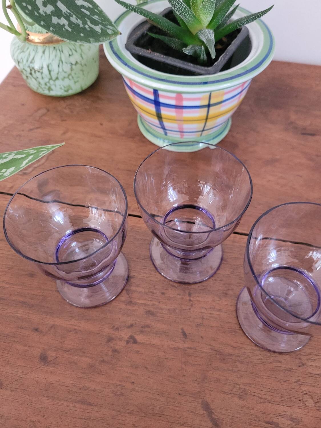 Set of 4 small purple glasses