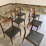 6 Scandinavian style teak chairs 1960