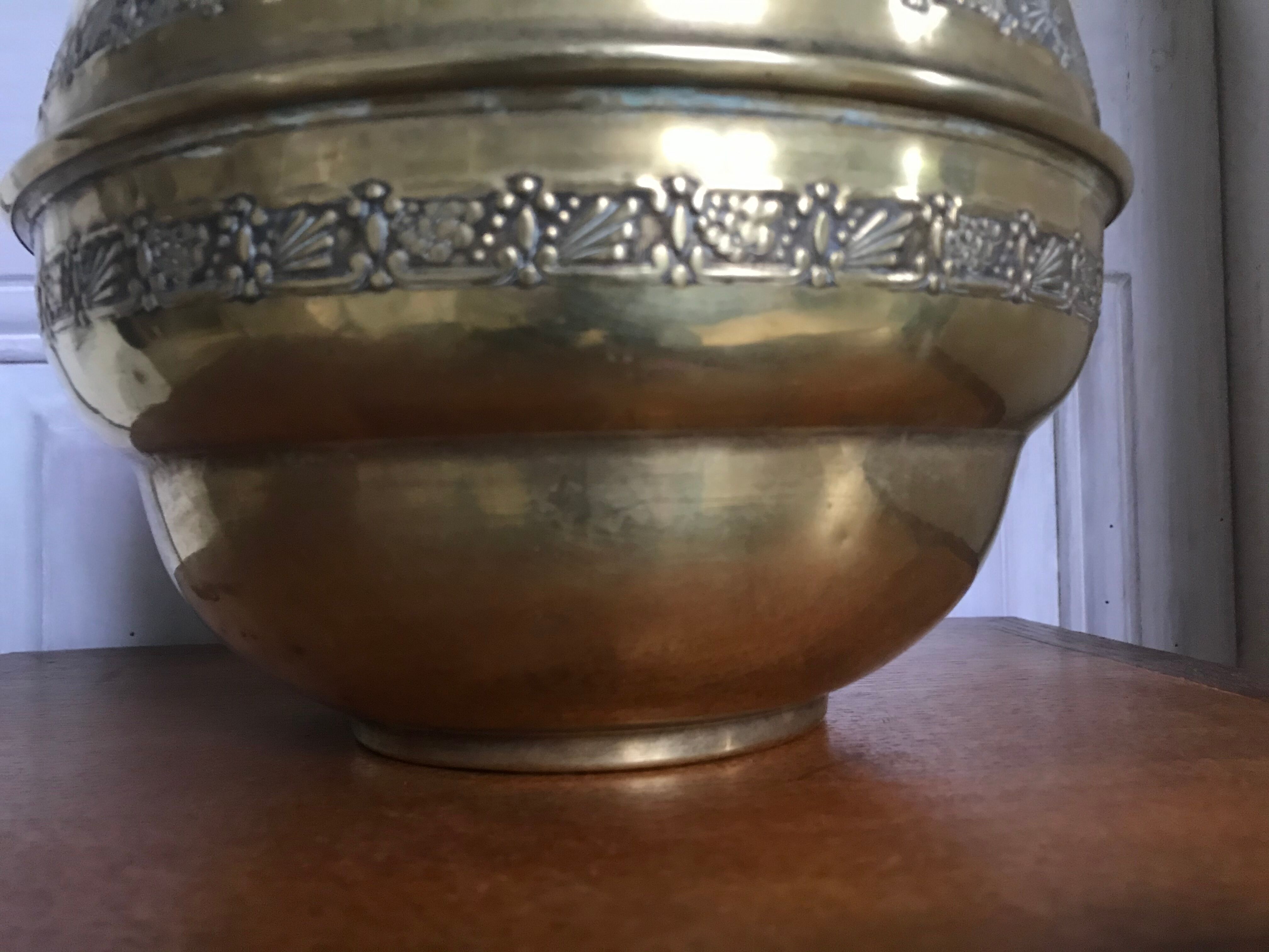 Art Deco brass pot cover