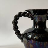 Large twisted amphora vase in glazed ceramic, Vallauris