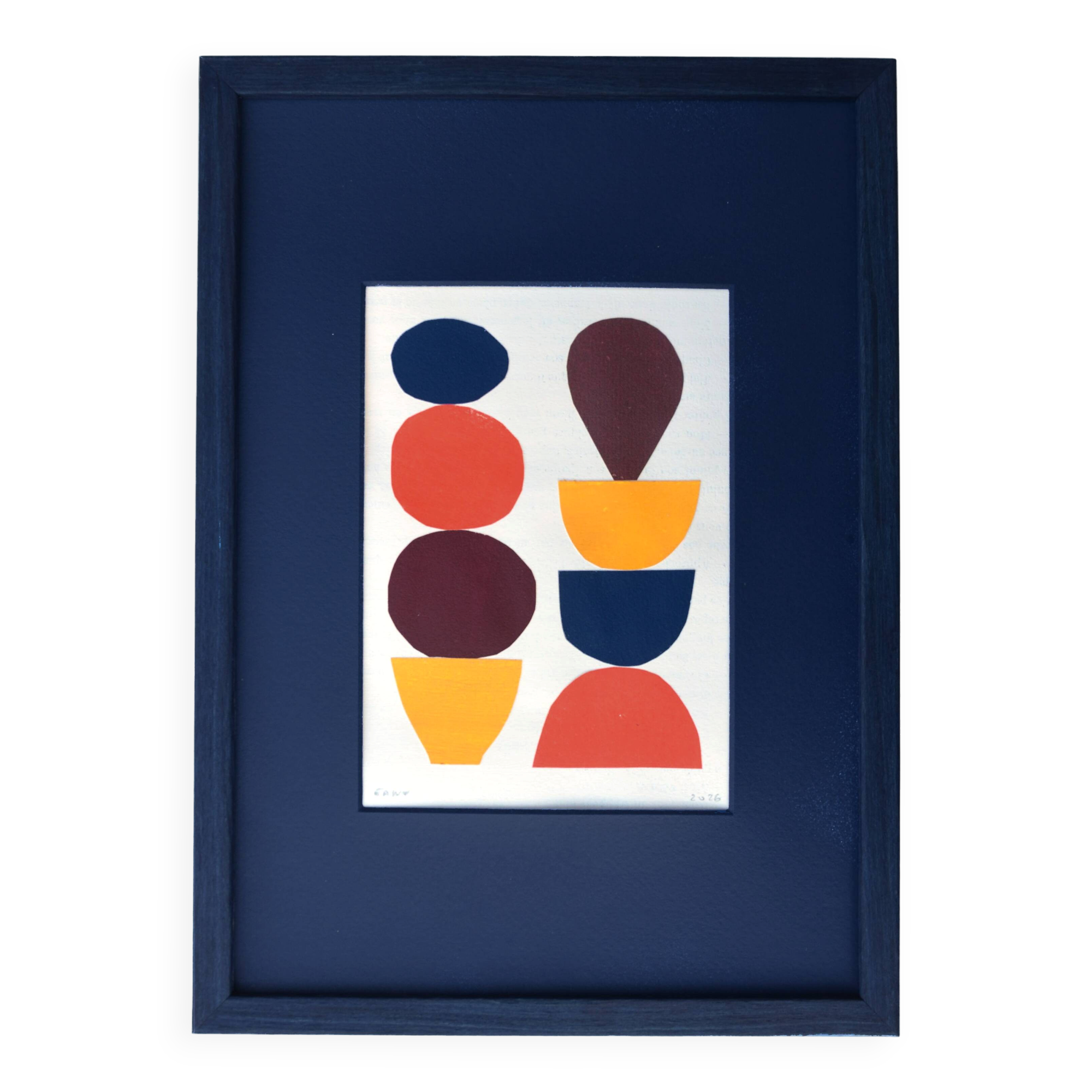 Abstract collage on paper signed eawy