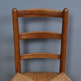 Set of 4 rush-seated chairs in cherry wood – late 19th century