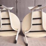 Set of 4 Cattelan Italia white leather chairs from the 1980s, vintage Italian design