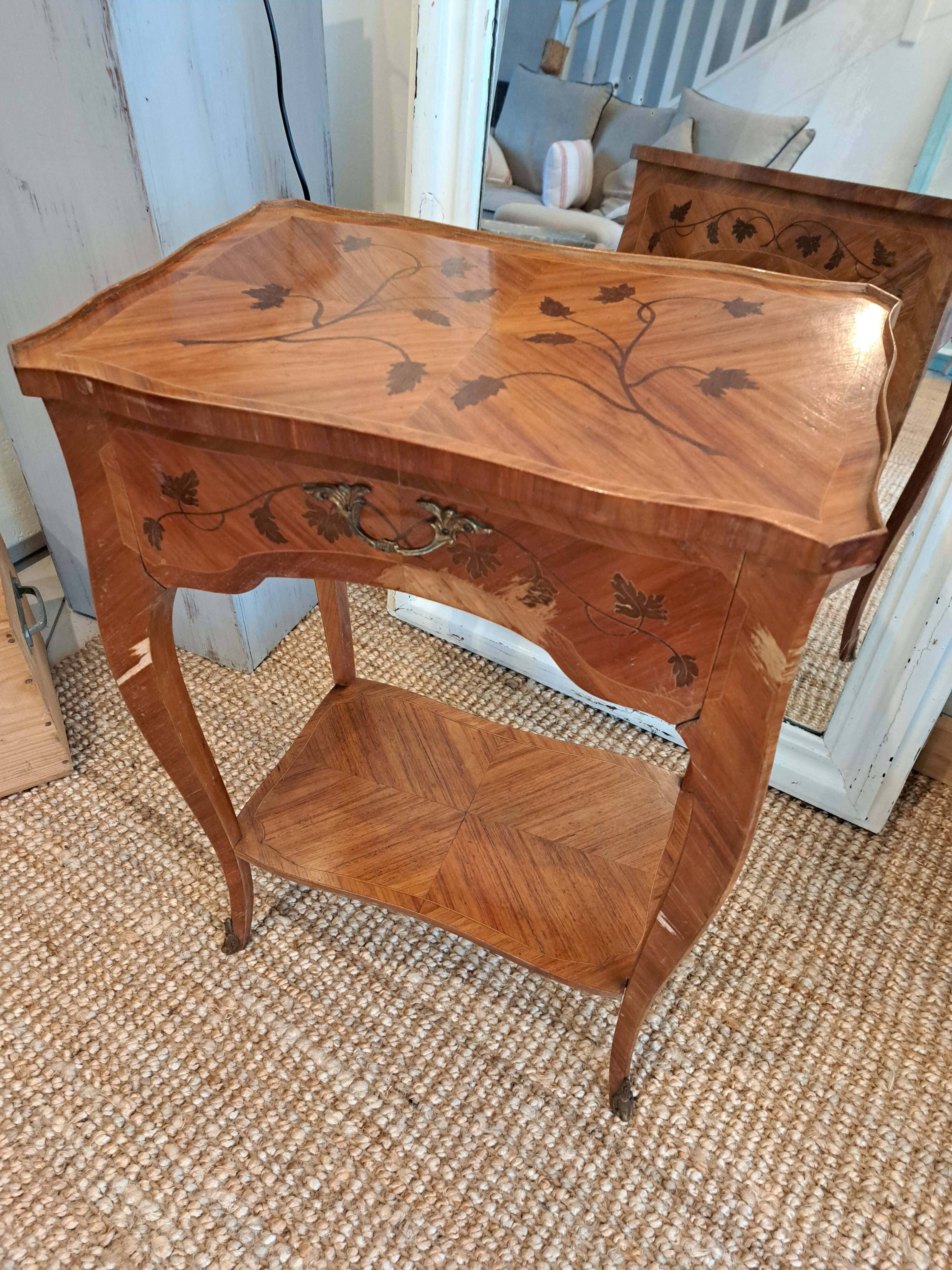 Pair of marquetry tables