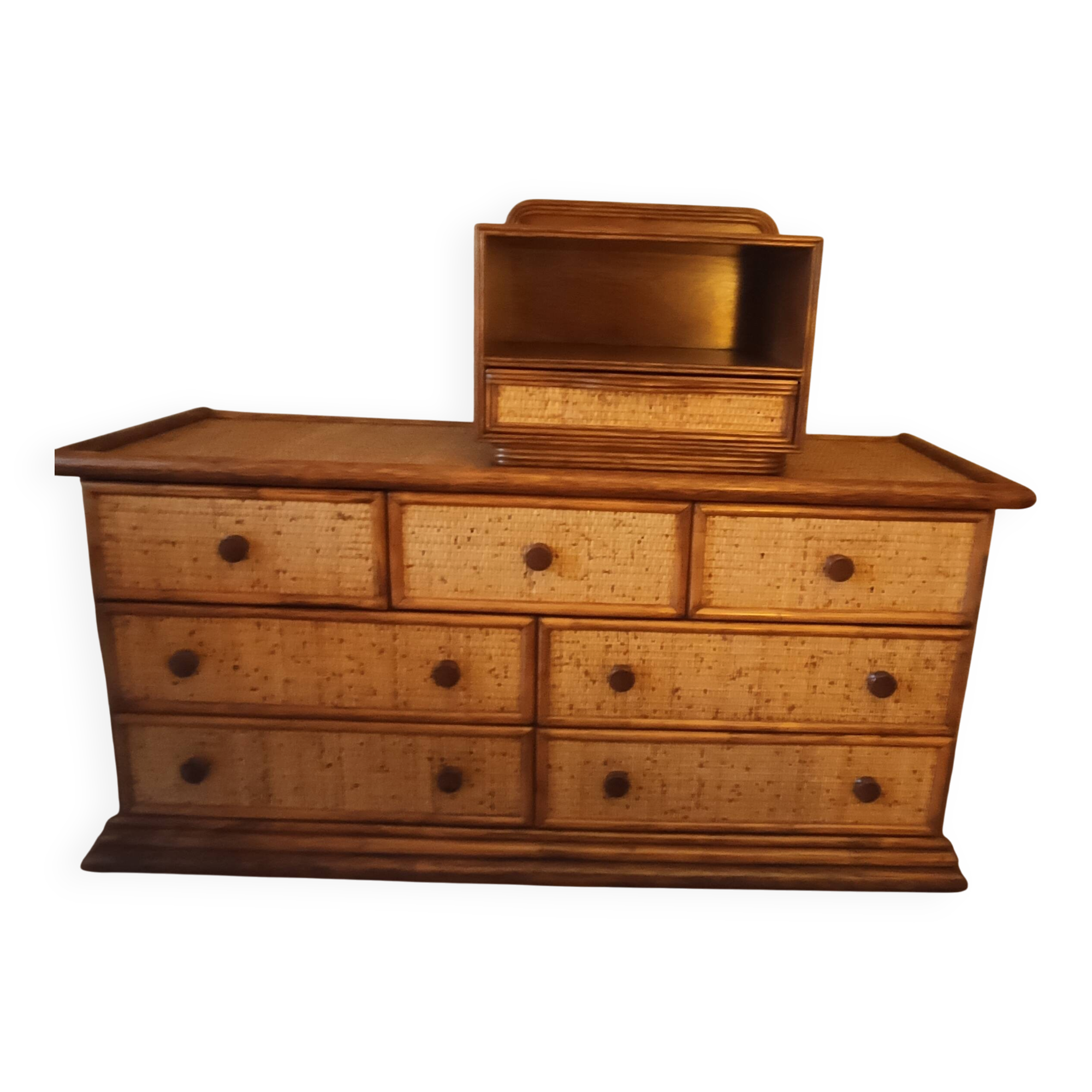 Maugrion chest of drawers with 7 drawers + bedside table