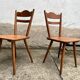 Set of 4 vintage beech bistro chairs – compass legs