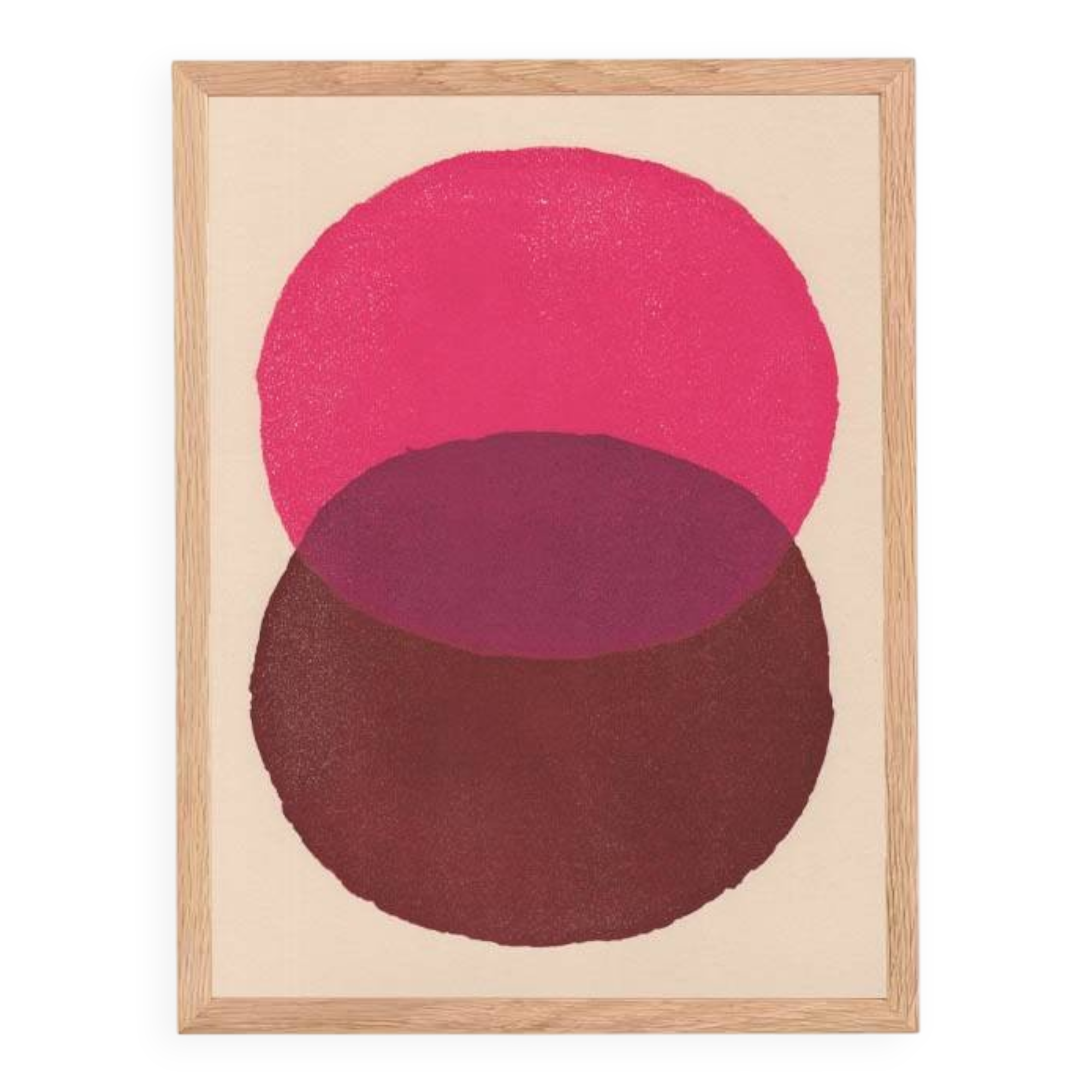 Framed abstract painting 30x40 in pink and brown signed Eawy.