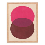 Framed abstract painting 30x40 in pink and brown signed Eawy.