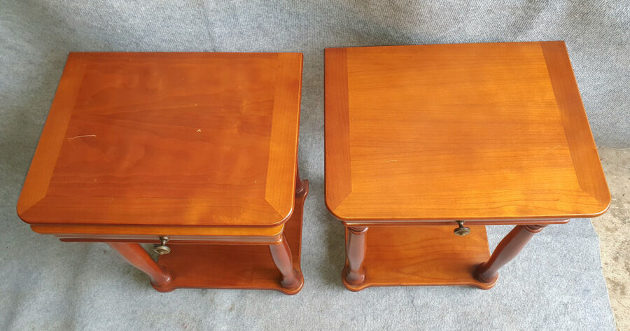 2 bedside tables in stained wood