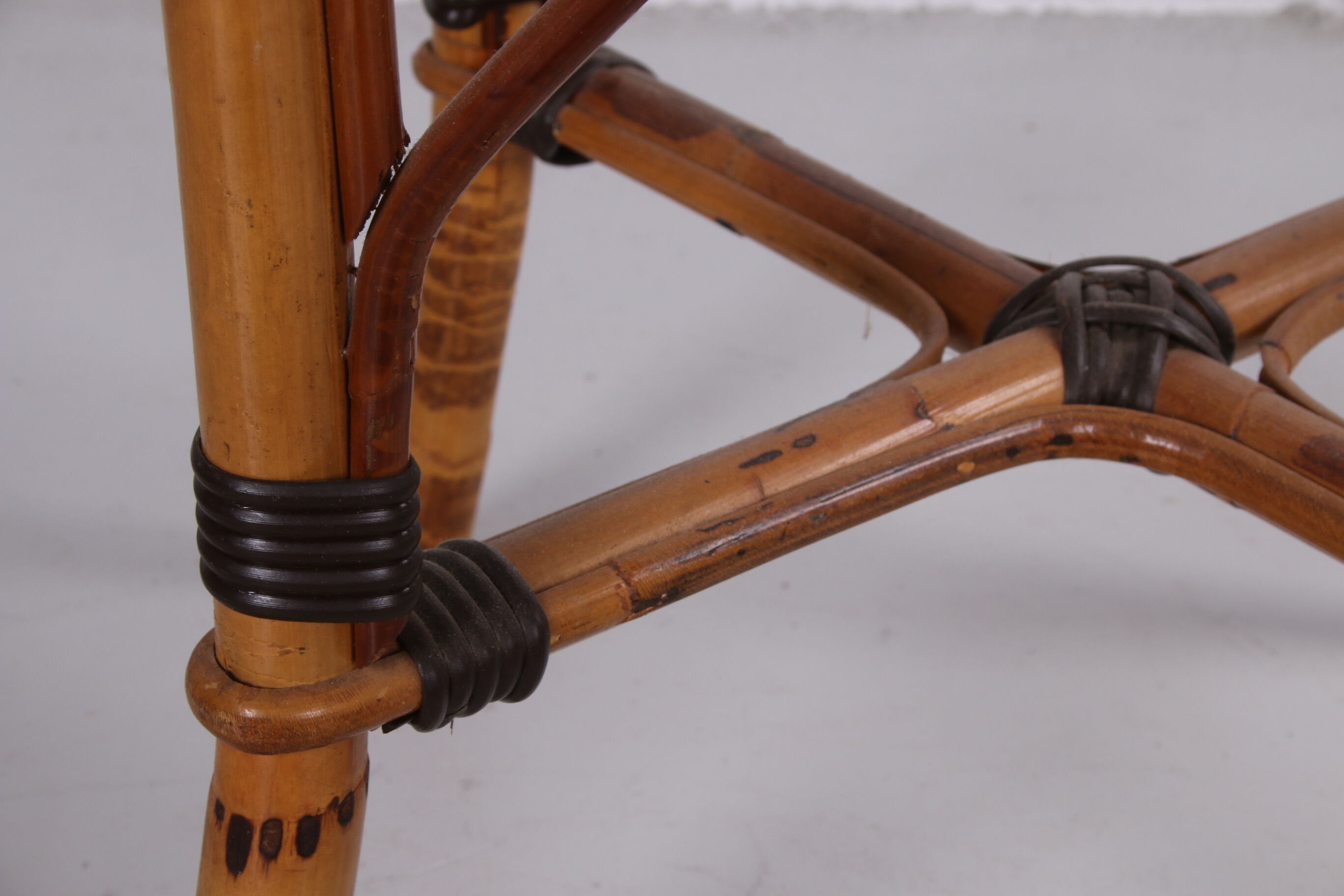 Vintage rattan table bamboo Bohemian style