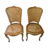 Pair of Louis XV style chairs in oak wood with seat and back in cannage XlX