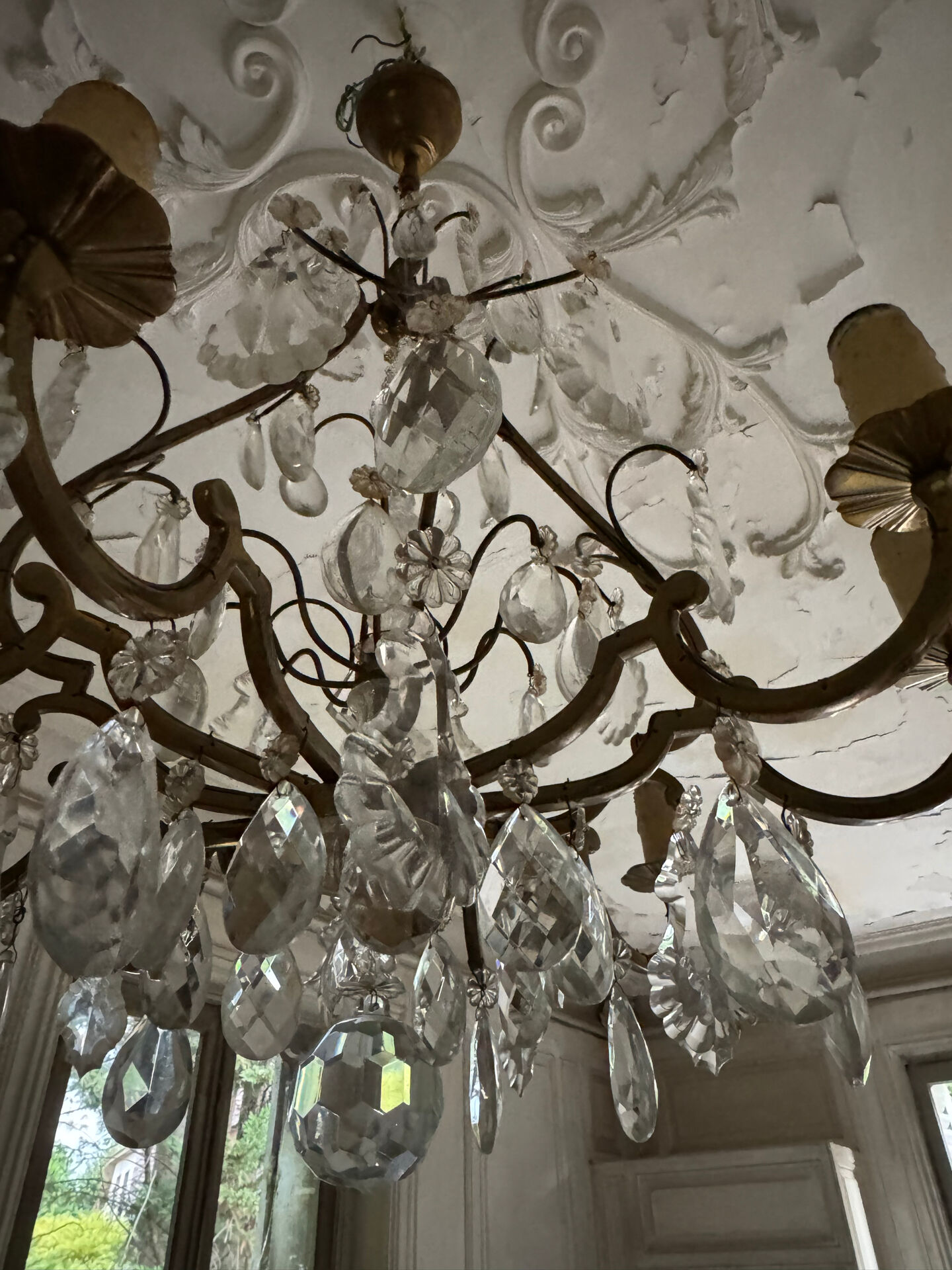Antique Louis XV style chandelier with pendants – pair available.
