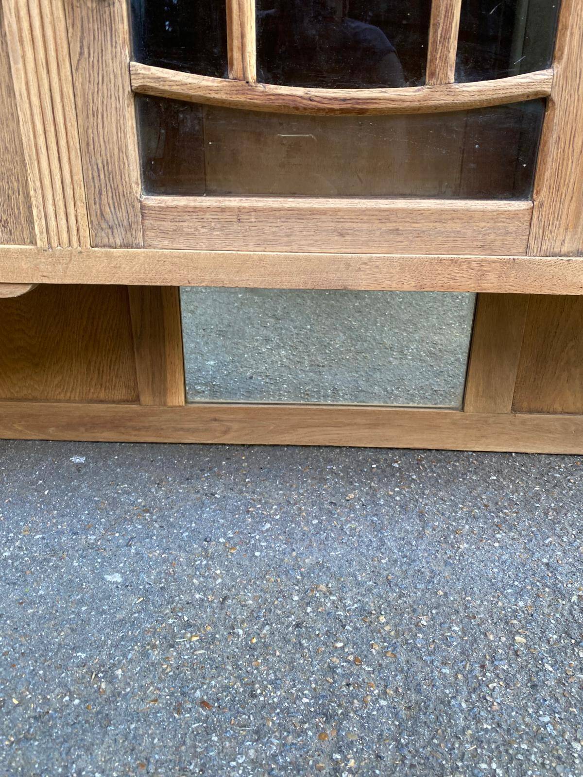 Vintage solid wood art deco 1940s display cabinet