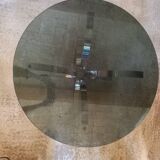 Round coffee table in smoked glass and chrome-plated metal