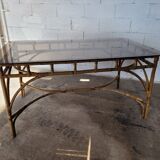 Dal Vera table in bamboo and rattan, Italian design 1970