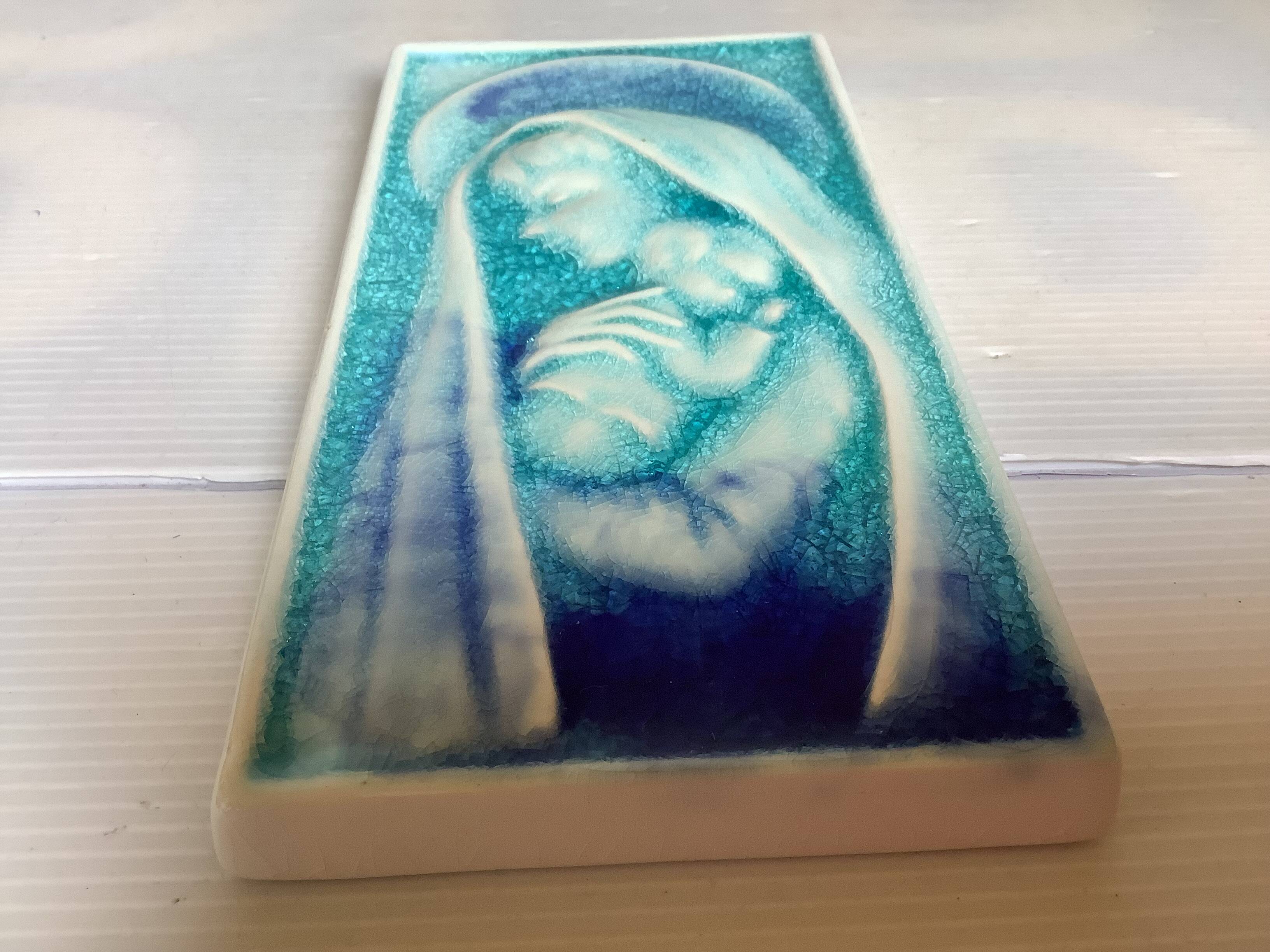 Holy Virgin with Child, cracked blue Sanmyro Japan