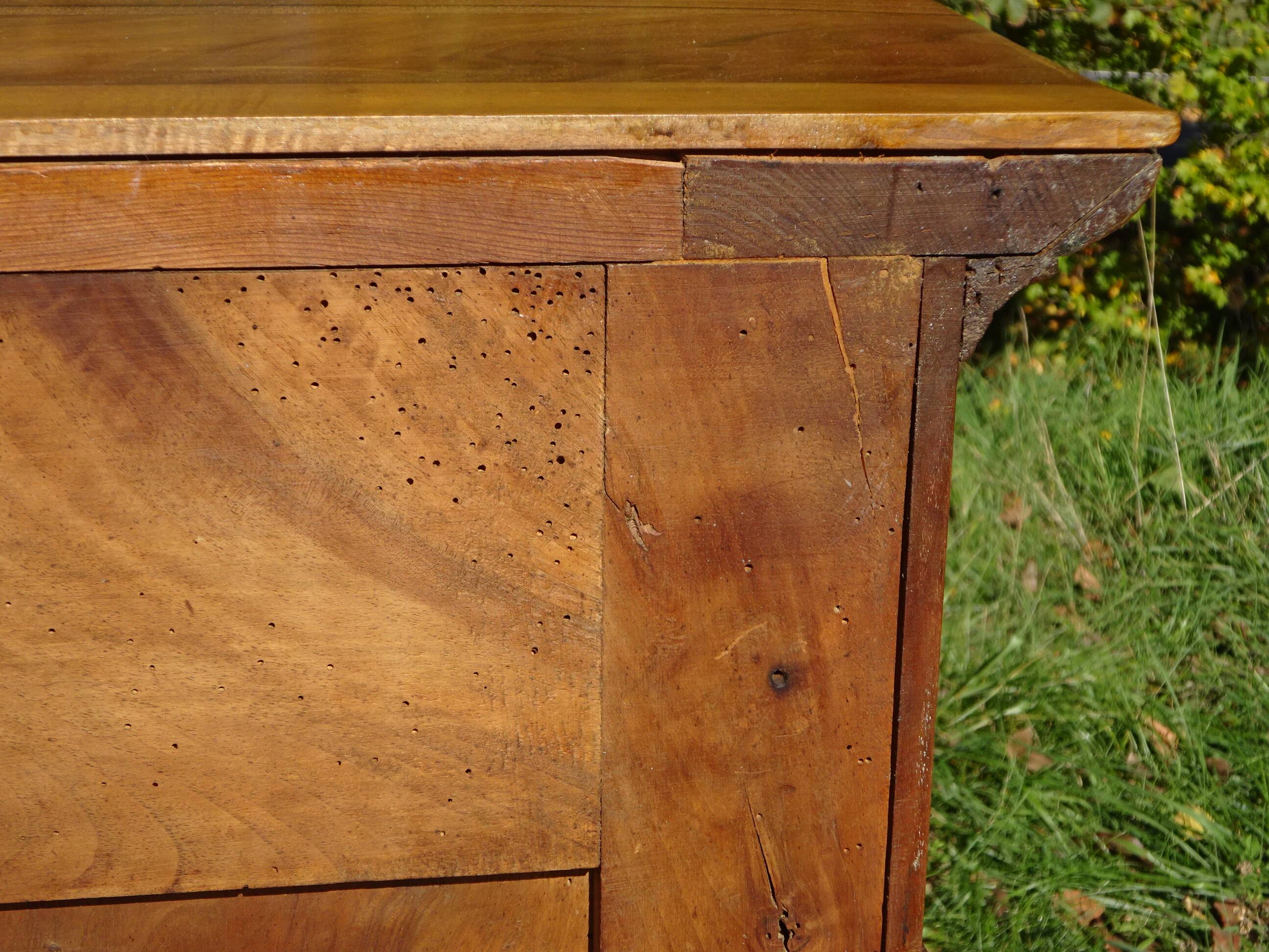 Antique walnut and walnut burl chest of drawers.