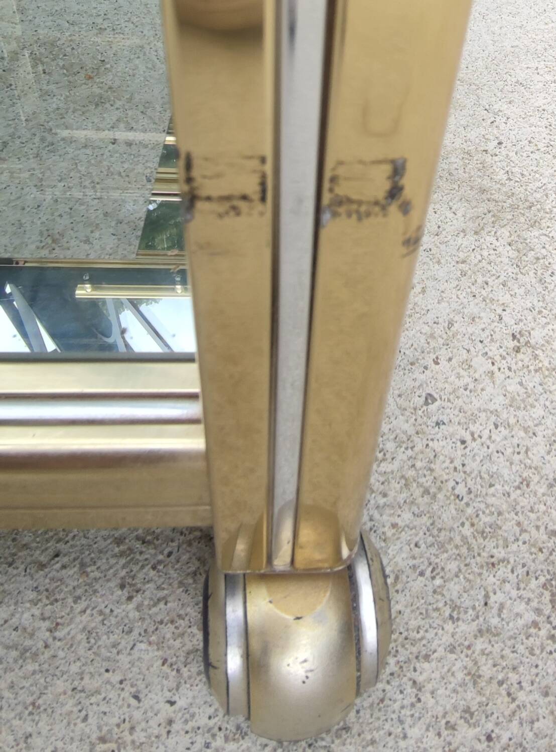 Rolling bar cart, gold-tone metal design, 1970s