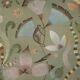 Canvas painted with a decor of lemurs, birds, and flowers. Contemporary.