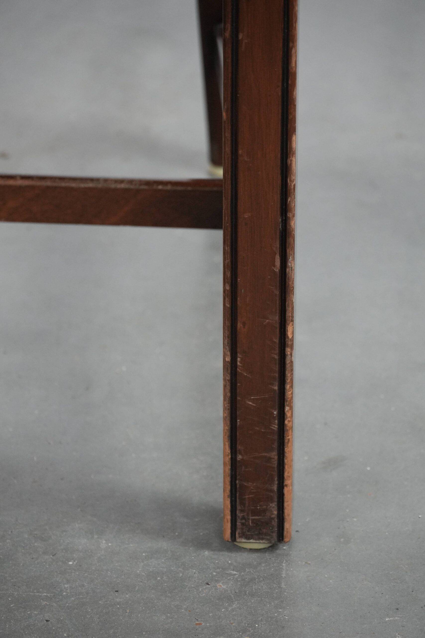 Wooden and black cow leather antique English Gainsborough side/desk/chair