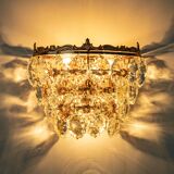 Bakalowits wall sconces, brass and crystal glass, Austria, 1960s