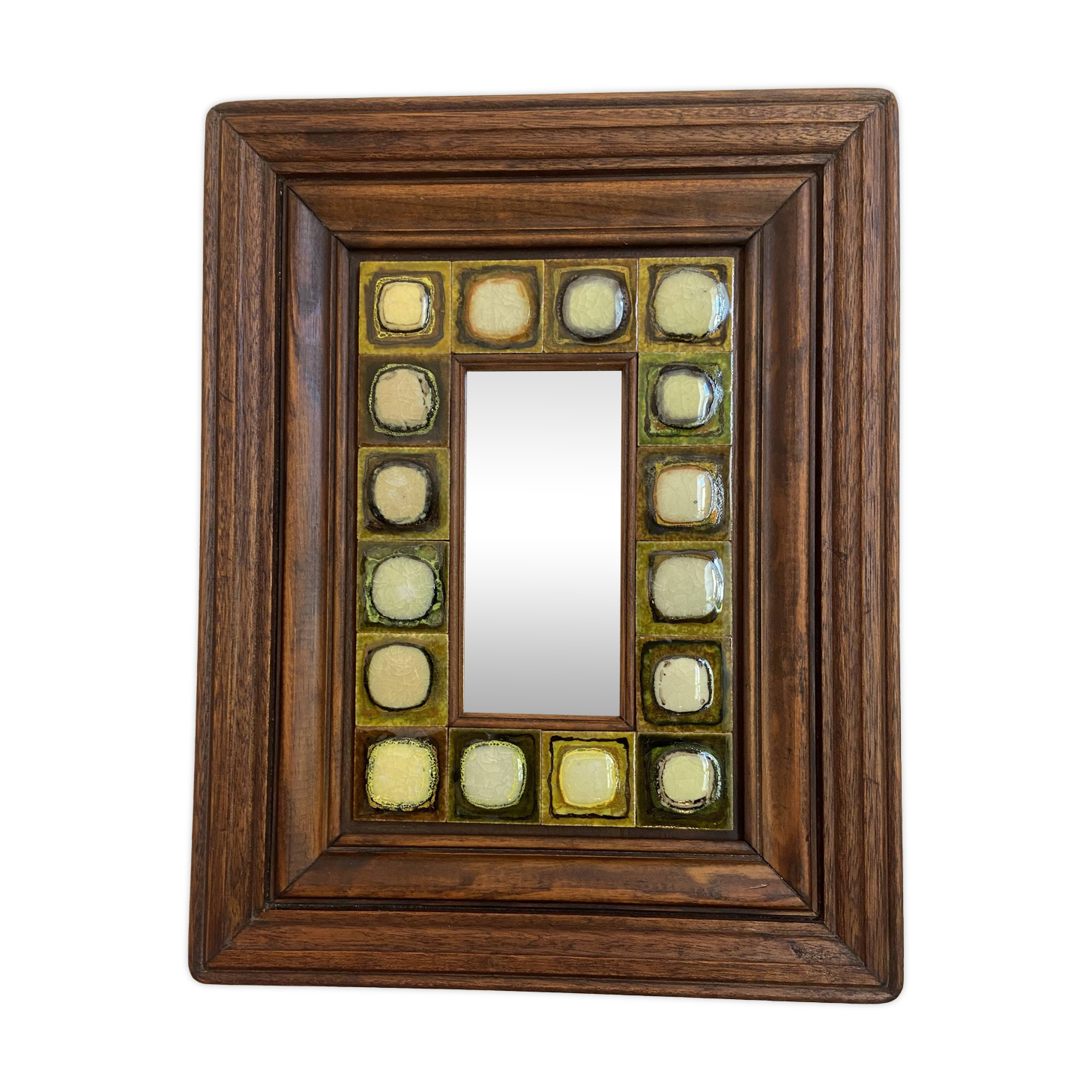 Ceramic and wood mirror from the 80s.