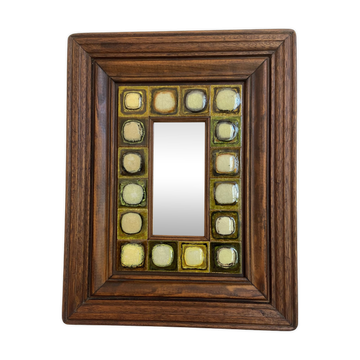 Ceramic and wood mirror from the 80s.